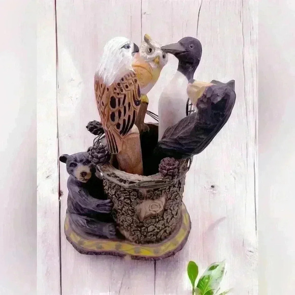 4 Hand Carved Wooden Animal Pens 1 Bear Hugging Log Holder 5 Pc Rustic Cabin - Picture 5 of 16